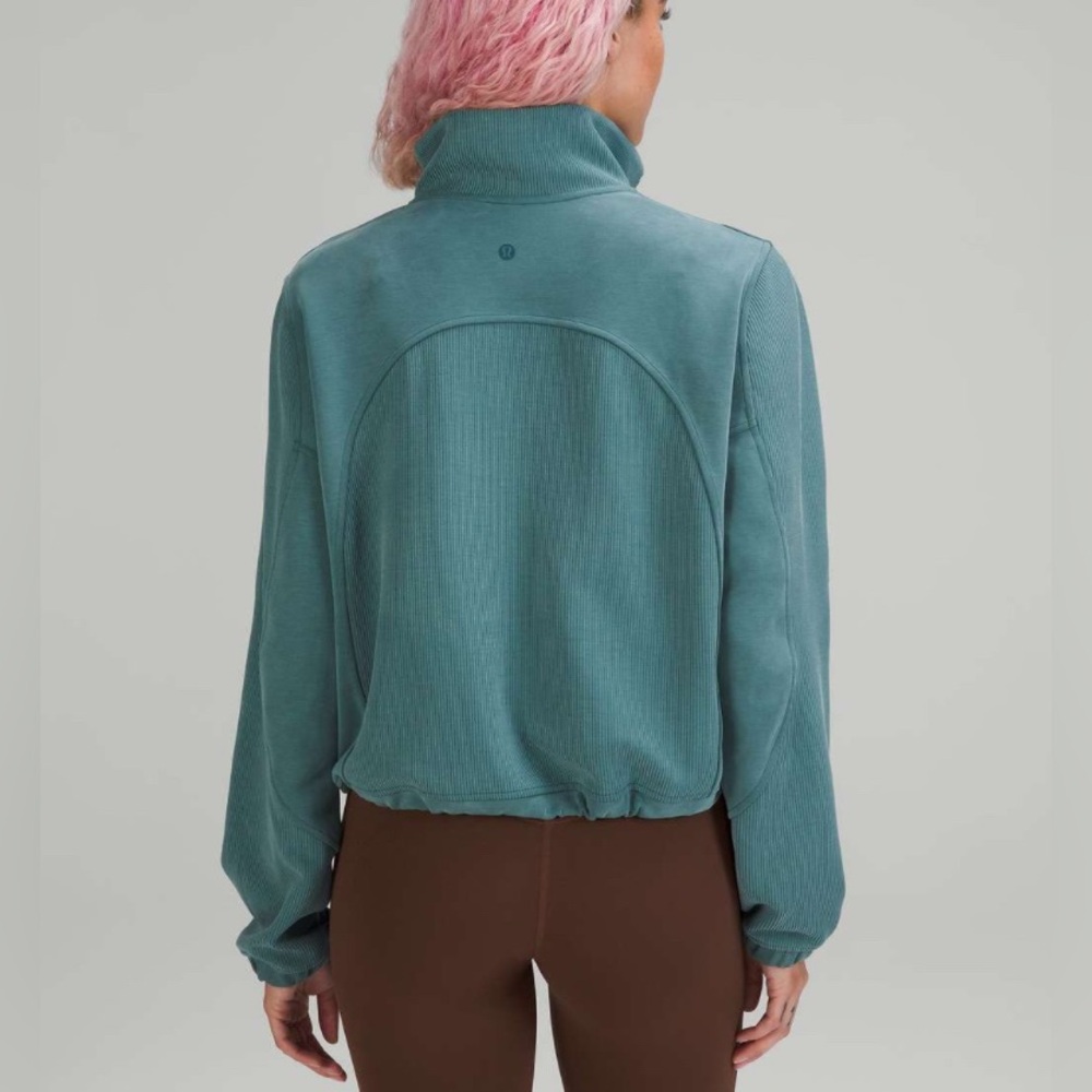 Lululemon | Brushed Softstreme Ribbed Half Zip | Sz 8 | Green Jasper | EUC - Picture 2 of 11